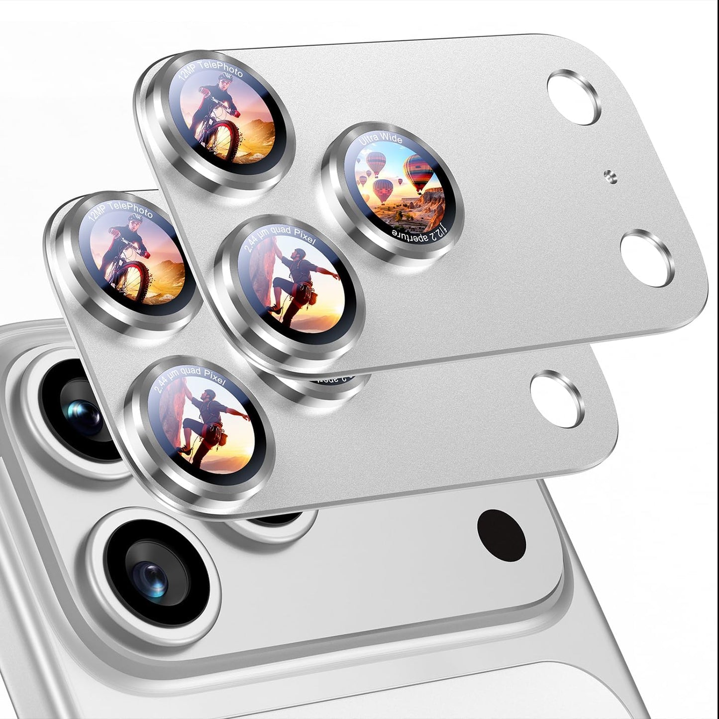 Uyiton for Phone 18 Pro Max Camera Lens Protector, Metal Frame Glass Cover Text Design, Shatter-Resistant, Strong Adsorption, Case-Friendly, Easy to Install, Black, 2 Pack