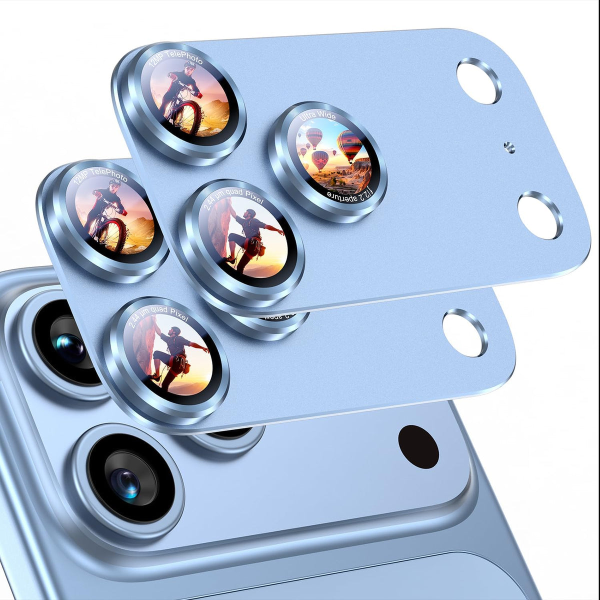Uyiton for Phone 18 Pro Max Camera Lens Protector, Metal Frame Glass Cover Text Design, Shatter-Resistant, Strong Adsorption, Case-Friendly, Easy to Install, Black, 2 Pack