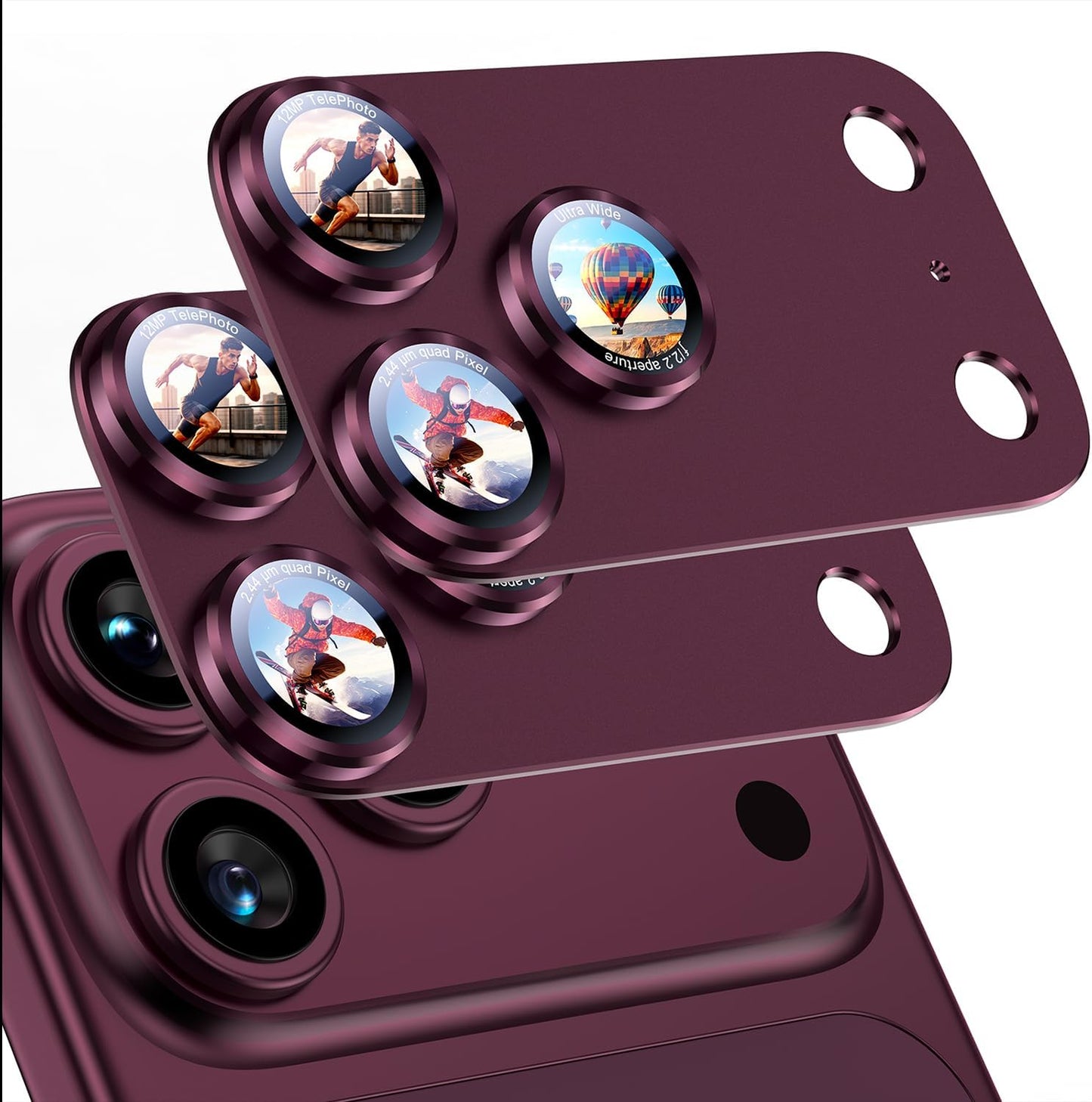 Uyiton for Phone 18 Pro Camera Lens Protector, Metal Frame Glass Cover Text Design, Shatter-Resistant, Strong Adsorption, Case-Friendly, Easy to Install, Silver, 2 Pack