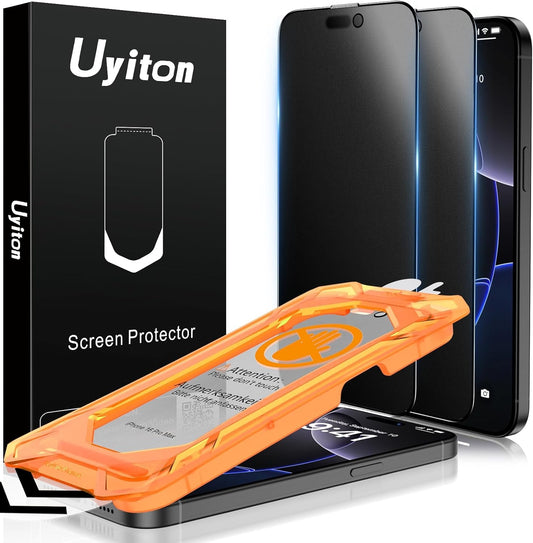 Uyiton for iPhone 16 Pro Max Matte Privacy Screen Protector - Anti-Fingerprint [Easy to Install] Anti-Spy Shatterproof Full Coverage 9H Tempered Glass Screen Cover, 2 Pack